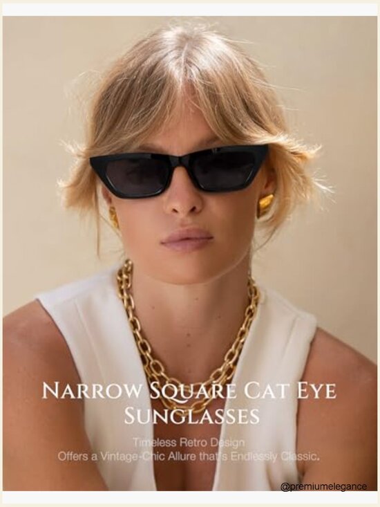 Retro Vintage-Chic Narrow Cat Eye Sunglasses UV400 Women main image 6